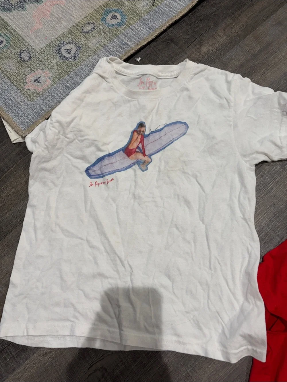 OP Red Short-Sleeve Tee with Blue Lobster Graphic